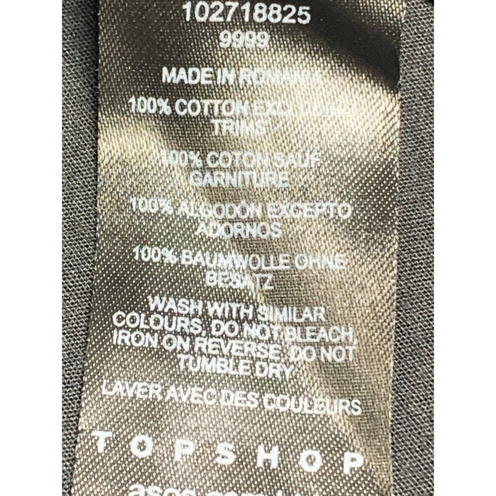 Topshop Oversized Collar Shirred Midi Dress in Black Size 10 Ruffle Hem Smocked - Picture 9 of 9